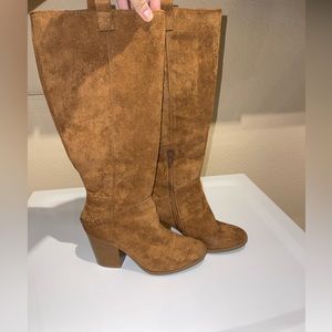 Brown Suede Knee High Boots